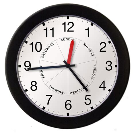 Dayclocks Time And Day Of The Week Wall Clock With 12 Modern Black Frame