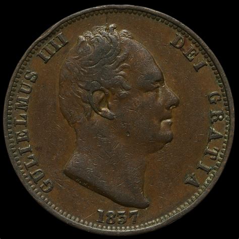 1837 William Iv Milled Copper Halfpenny