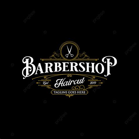 barbershop logo design vintage lettering illustration  dark background template