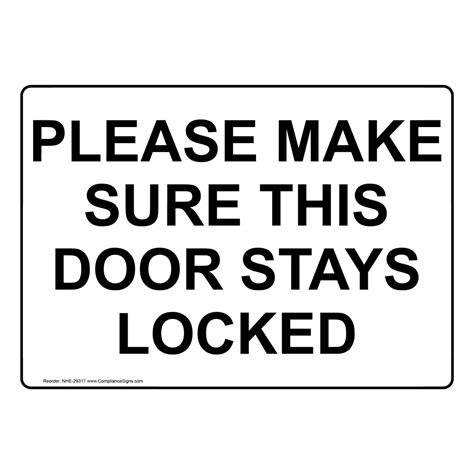 Policies Regulations Sign Please Make Sure This Door Stays Locked