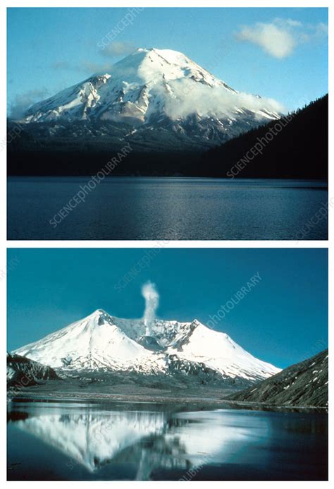Mount St Helens Before And After Eruption Stock Image C0285157