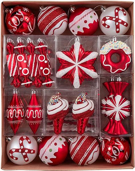 Valery Madelyn Christmas Tree Ornaments 60ct Candy Cane Red And White