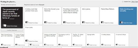 Worthy white cards on facebook. No Spoilers Today when playing a game of Pretend You're Xyzzy (Cards Against Humanity clone ...