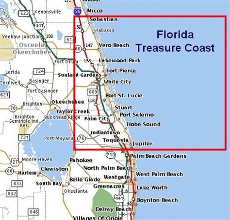 South East Floridas “treasure Coast” Florida Treasure Coast Map Of