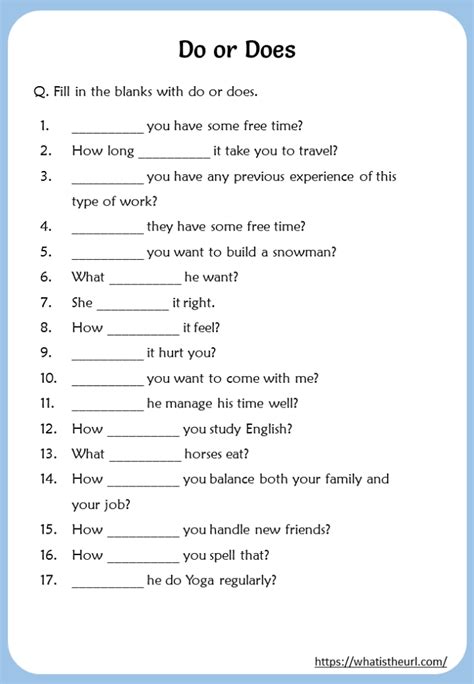 Fill In The Blanks With Do Or Does Worksheet Your Home Teacher