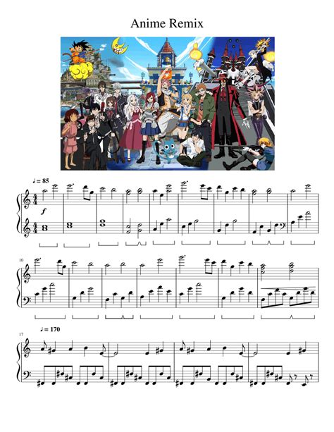5 sheet music for piano (solo) | musescore.com piano Anime Remix Sheet music for Piano (Solo) | Musescore.com