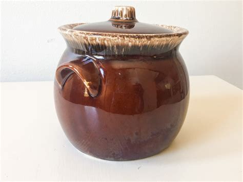 Hull Ovenproof Brown Drip Glaze Pottery Cookie Jar Bean Pot Etsy