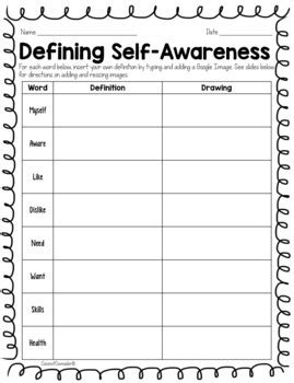 Self Awareness Worksheets Social Emotional Learning Digital Pdf