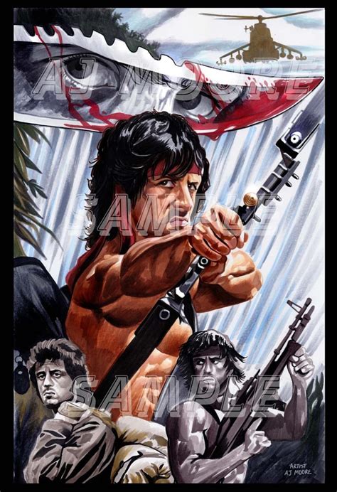 Rambo Print From Original Art By Artist Aj Moore Etsy