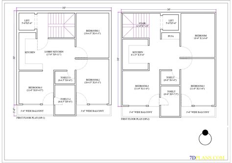 House Plan Of Plot Size 30 X30 30 Feet By 30 Feet 100 Square Yards