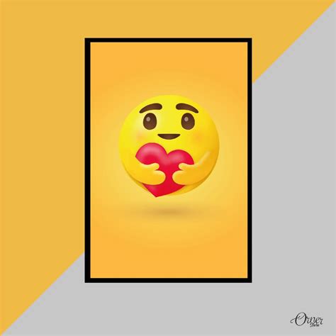 Care Emoji Hugging A Red Heart Emoji Wall Art Orner Store