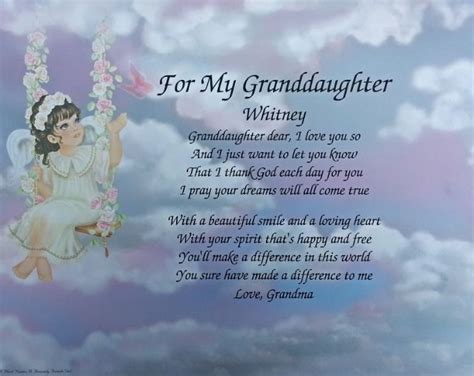 Poem For My Granddaughter Birthday Or Christmas Personalized T Poem