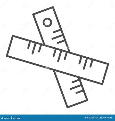 Two Crossed Rulers Thin Line Icon Ruler Symbol Outline Style