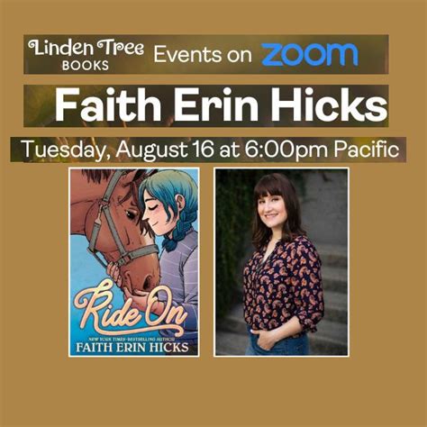 Virtual Events For Ride On’s Publication Faith Erin Hicks