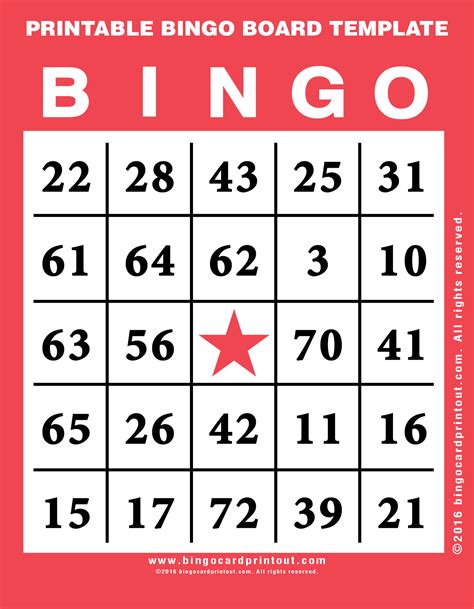 Printable Bingo Board Template