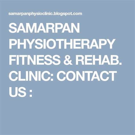 Samarpan Physiotherapy Fitness And Rehab Clinic Contact Us