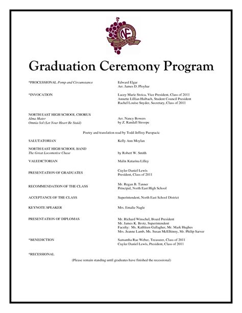 Printable Graduation Program Template Printable World Holiday