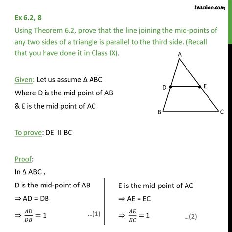 Prove That Line Joining Mid Points Of Any Two Sides Of Triangle Is Par