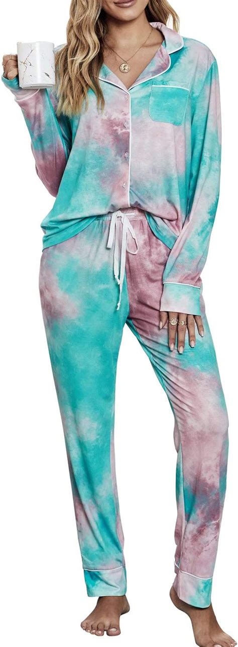 Zecilbo Pijamas Suaves Para Mujer Estampado Teñido Anudado Suelto Sexy Conjunto De Pijama