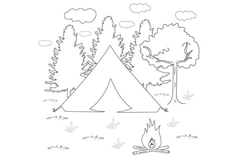 Campsite Coloring Page Svg Cut File By Creative Fabrica Crafts