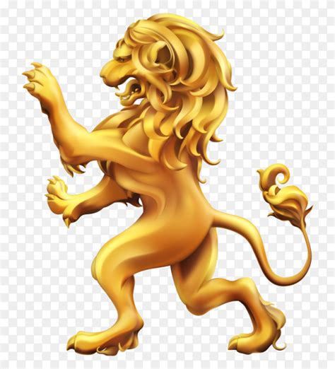 Lion Golden Heraldic On Transparent Background Png Similar Png