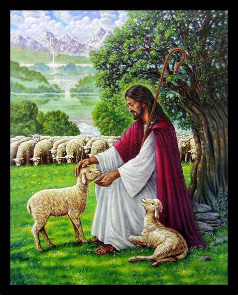 Jesus Painting The Good Shepherd By John Lautermilch Jesus Painting