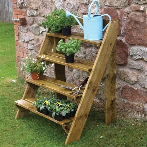 Wooden planter boxes are a staple in most gardens at some point in time or another. DURABLE 4 Step Wooden Stair Planter NEW Pots Garden Ladder ...