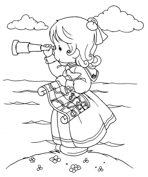 Girl With Telescope Precious Moments Coloring ~ Child Coloring
