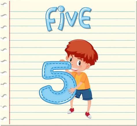 Flashcard With Number Five Printable Template Free Pr
