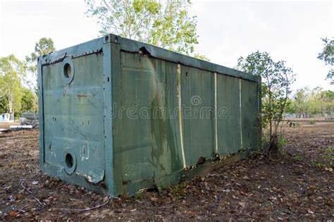 Rusting Old Green Storage Container In Backyard Stock Image Image Of Architecture Rural