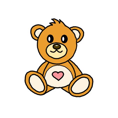 How To Draw A Teddy Bear With A Heart Really Easy Drawing Tutorial