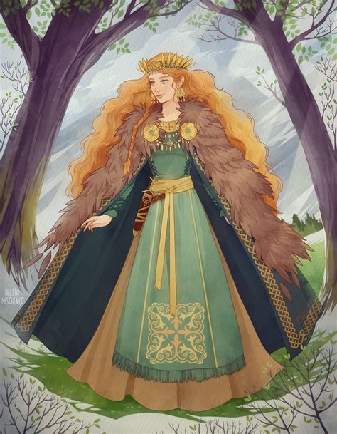 Norse Goddess Freyja Art By Helena Mischenko Mythology Art Goddess Art Norse Goddess