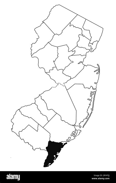 Map Of Cape May County In New Jersey State On White Background Single