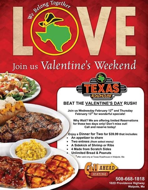 Valentines Day Specials At Texas Roadhouse Texas Roadhouse How To
