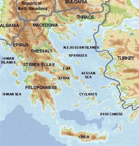 Physical Map Of Greece