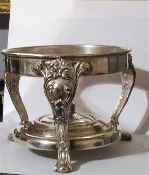Antique Sterling Quadruple Plate Silver Ornate Coffee 3 Legged Stand