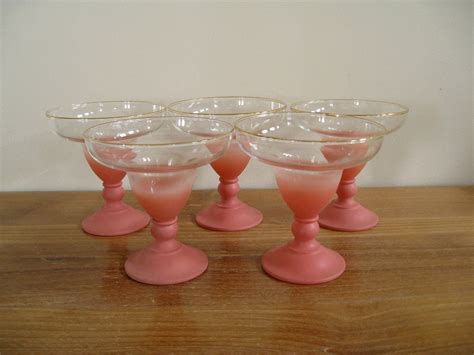 Five Blendo Margarita Glasses By West Virginia Glass Co In Etsy