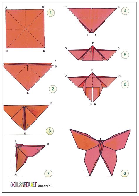 Origami Tekniğiyle Kağıttan Kelebek Yapımı E9c