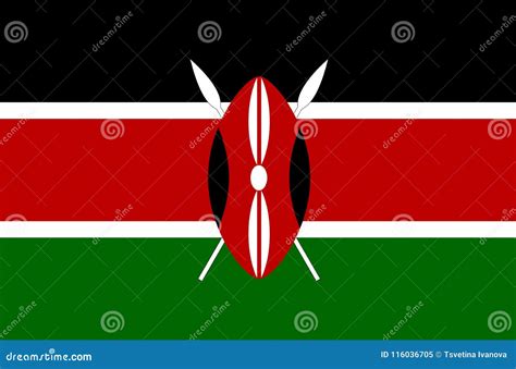 Kenyan National Flag Official Flag Of Kenya Accurate Colors Stock