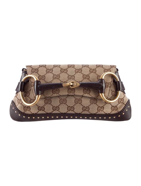 Gucci Gg Canvas Horsebit Clutch Handbags Guc81872 The Realreal