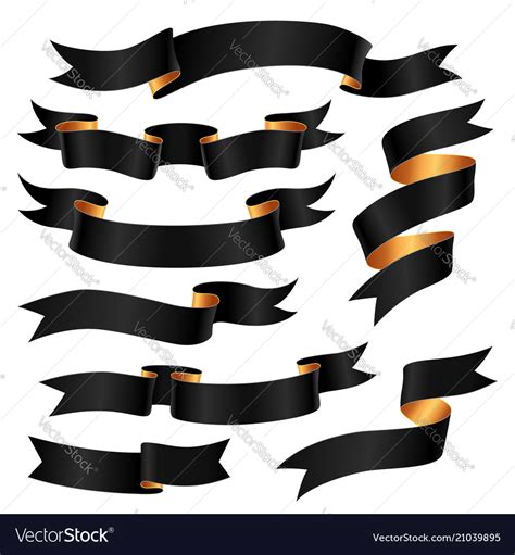 Set Of Black Ribbons Royalty Free Vector Image