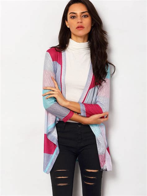 Multicolor Long Sleeve Loose Knit Cardigan Sheinsheinside