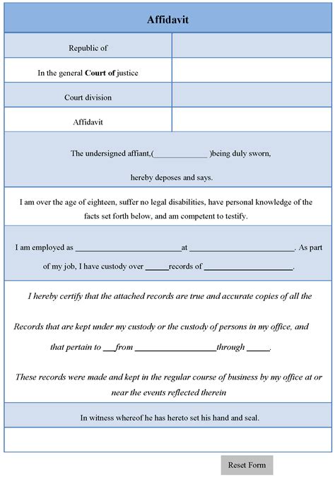 affidavit form editable forms