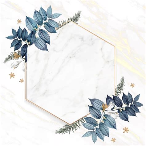Download Download premium vector of Hexagon foliage frame on white ...