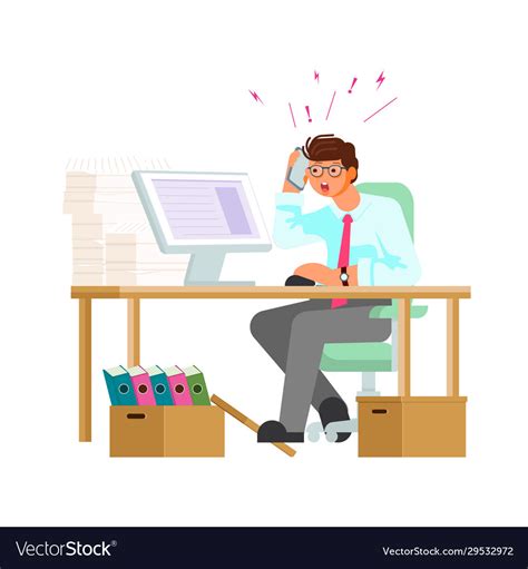 Stressed Man Working Hard Royalty Free Vector Image