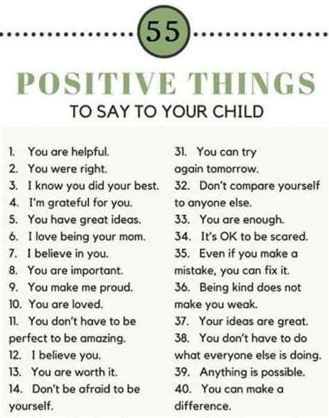 Inspiration 55 Positive Things You Can Say To Your Child Positivity