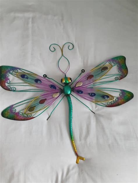 Large Dragonfly Metal Wall Art Home Decor Beautiful Colourful Etsy