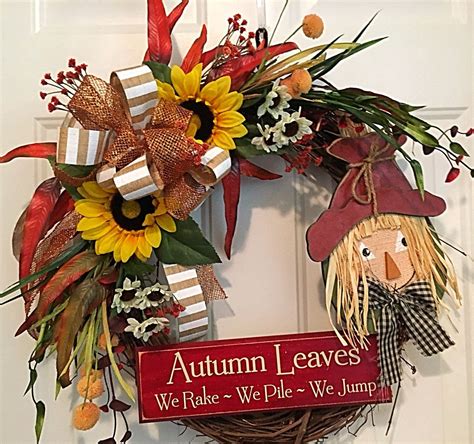 Fall Wreath, Autumn Wreath, Scarecrow Wreath, Harvest Wreath, Floral Wreath, Door Wreath ...