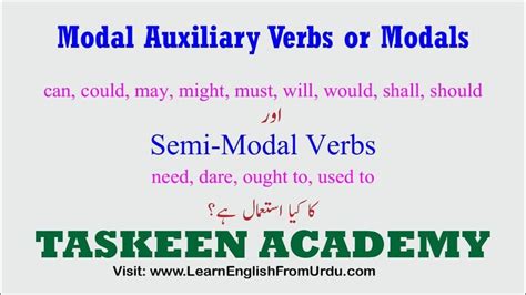 Modal Auxiliary Verbs In Urdu Modal Verbs Modals Definition