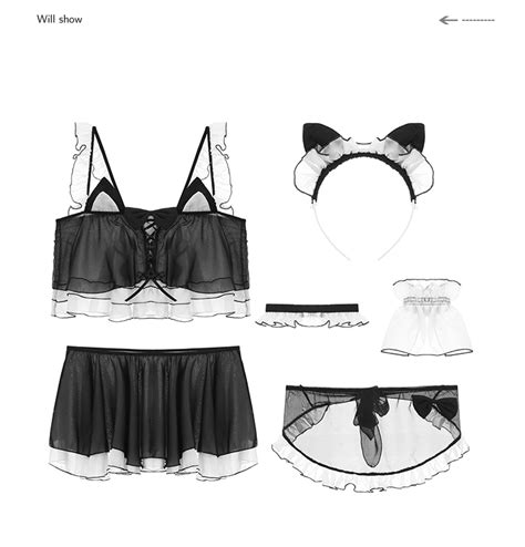 new sexy underwear cosplay cat girl maid six piece uniform role playing